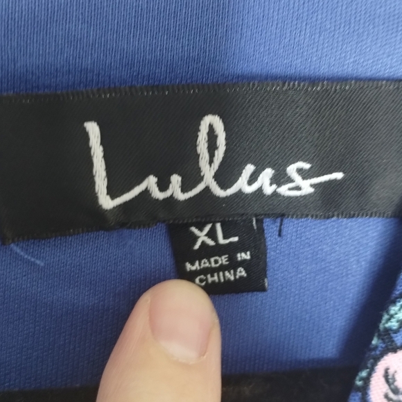 Lulu’s Botanical Bounty Blue Floral Print Skater Dress Size XL - Picture 4 of 6